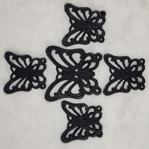 IRON Butterflies, Set of 5 Trivets, Vintage 70s Taiwanese
